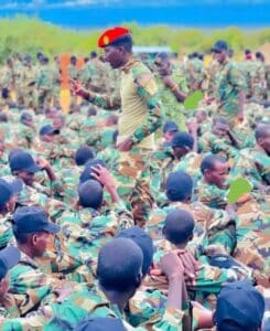 Somali National Army soldiers; fighting in Baidoa pits the federal-backed administration against Laftagareen loyalists.