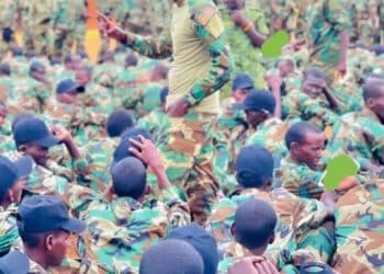 Somali National Army soldiers; fighting in Baidoa pits the federal-backed administration against Laftagareen loyalists.