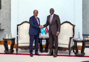 Hassan Sheikh Mohamud meets President William Ruto in Nairobi Kenya Somalia