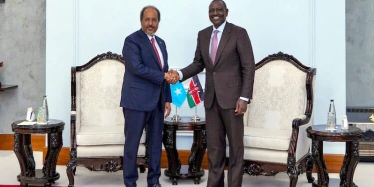 Hassan Sheikh Mohamud meets President William Ruto in Nairobi Kenya Somalia