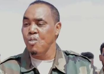 Abdirashid Janan addressing federal troops in Gedo as they join the Jubaland administration