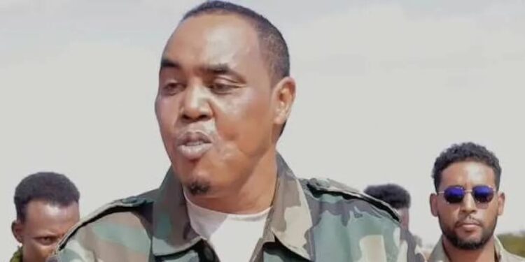 Abdirashid Janan addressing federal troops in Gedo as they join the Jubaland administration