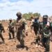 AUSSOM and Somali National Army troops moving on foot in Lower Shabelle, the joint force that took Awdhegle and Mubarak and must now travel the road between them