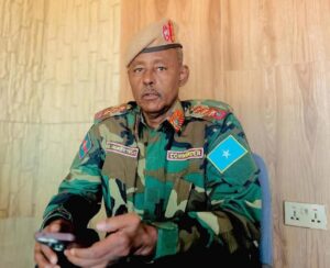 General Jimale Jama Takar in uniform as commander of the Danab force based at the Ligle camp in Garowe