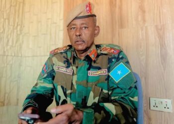 General Jimale Jama Takar in uniform as commander of the Danab force based at the Ligle camp in Garowe