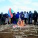 Protesters in Southwest State burn the Turkish flag over airstrikes near Baidoa