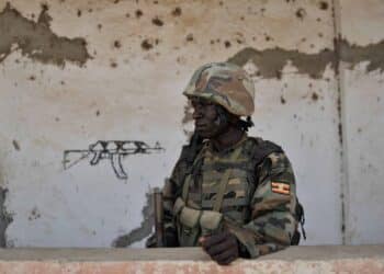 A UPDF soldier at a position in Somalia, the force Uganda says will be withdrawn completely by August 2027