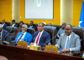 President Said Abdullahi Deni and Vice President Ilyas Osman Lugatoor at the Puntland Council of Ministers in Garowe, whose government wrote to the UN Security Council on 13 September