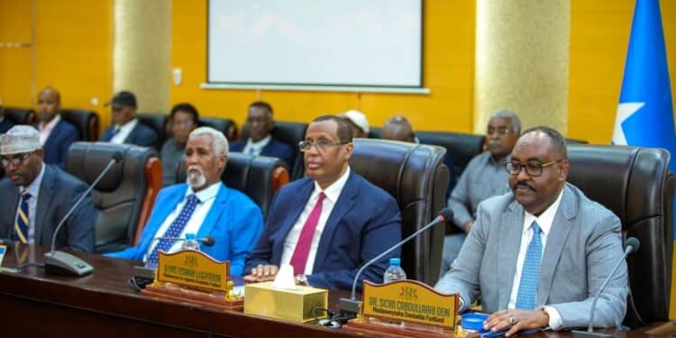 President Said Abdullahi Deni and Vice President Ilyas Osman Lugatoor at the Puntland Council of Ministers in Garowe, whose government wrote to the UN Security Council on 13 September