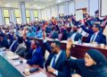 Members of the House of the People vote in the chamber at Villa Hargeisa, where the Defence Committee has summoned the defence minister and the army commander