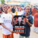 Protesters in Kismayo holding a poster of President Erdogan with bloodied hands during the anti-Turkiye demonstration