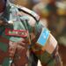 A Somali National Army name tape and national flag patch, the uniform of the force whose soldier was stopped and killed by clan militia at Ceelbaraf in Middle Shabelle