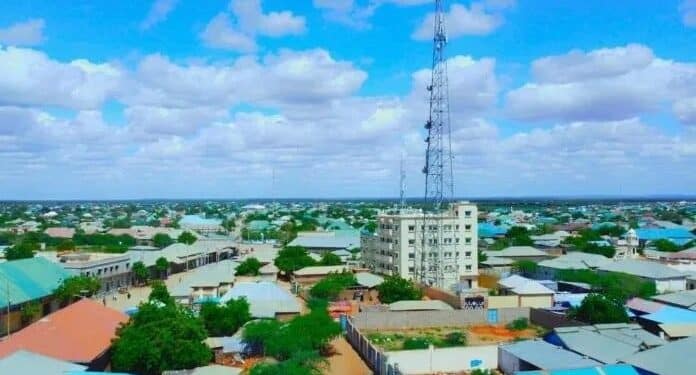Aerial view of Beled Hawo, the Gedo border town where Jubaland took over the camps Janan had held for Mogadishu