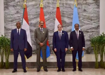General Abdel Fattah al-Burhan, President Isaias Afwerki, President Abdel Fattah al-Sisi and President Hassan Sheikh Mohamud at the Alamein summit on 4 October 2026