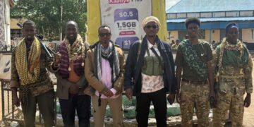 Officials and fighters of the Laftagareen camp in the centre of Buurhakaba district on 15 October 2026