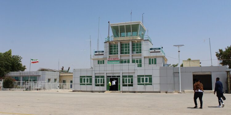 Arrivals terminal and control tower at Egal International Airport in Hargeisa, where Somaliland refuses the eVisa the Somali Civil Aviation Authority says is settled