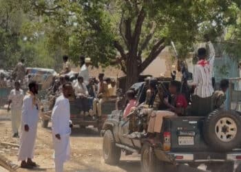 Armed Macawisley fighters on pickups in Beledweyne, where they took the Lama-Galay compound on 30 October